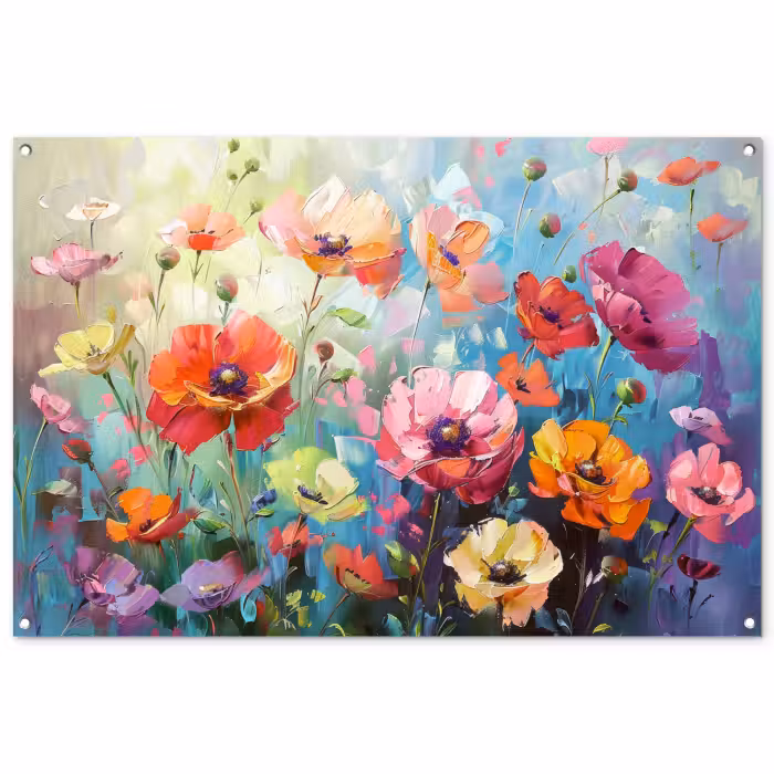 Tuinposter - Bloemen - Kleurrijk - Waterverf - Natuur - Zomer