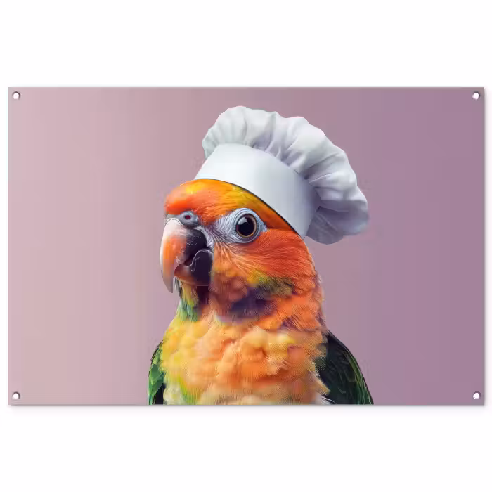 Tuinposter - Papegaai - Koksmuts - Nieuwsgierig - Vogel