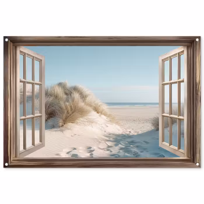 Tuinposter - Doorkijk - Helmgras - Duinen - Zee - Landschap