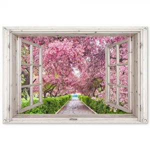 Tuinposter - Uitzicht op Bloeiende Kersenbomen